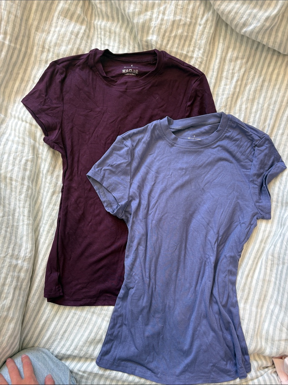 Pack of 2 Women's Short Sleeve Crewneck Tees - Plum & Periwinkle